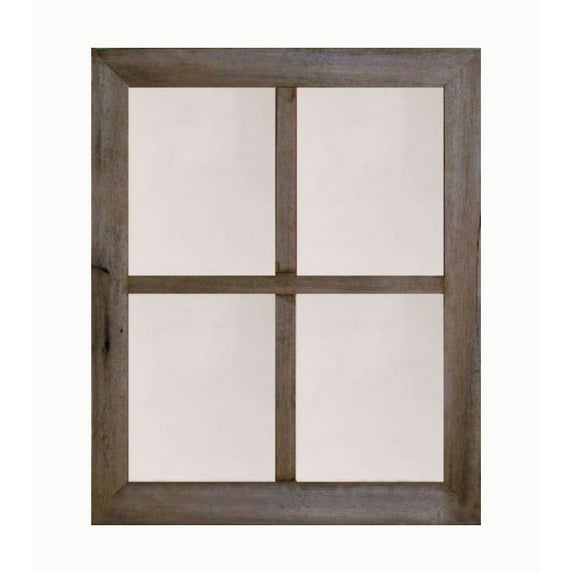 AllBarnWood 2" Large 4-Pane Barnwood Window Mirror Barnwood Gray-No Handle