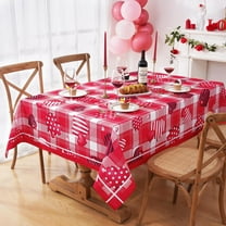 Valentine''s Day Tablecloth Rectangle 60x120 Inch, Buffalo Plaid Table Cloth, Red Black Striped Love Heart Tablecloths, Waterproof Spillproof Tablecloth for Valentines Day Wedding Party Decoration
