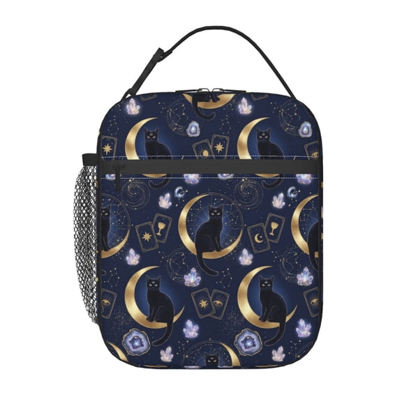 Black Cat Insulated Lunch Box Portable Lunch Bag With Detachable Handle,Reusable Lunchbox For Men Women Office Work Travel
