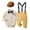 a-122Beige58, variant on Lapel Collar Long Sleeve Romper Bow Tie Adjustable Suspenders Solid Pants Flat Cap 4 Piece Gentleman Suit Sets Daily Regular Fit Outfits For Baby Boys Classic Outfit 12-18 Months