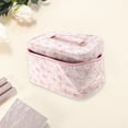 thumbnail image 3 of Unique Bargains 1 Pc Women Floral Large Square Makeup Bag for Travel Vacation Pink Polyester, 3 of 3