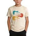 thumbnail image 3 of Kids Vintage Retro Guitar Print T-Shirt Round Neck Short Sleeve Tops (Beige 7-8 Years), 3 of 3
