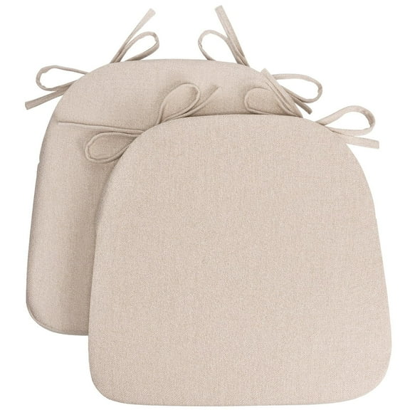 Chair Cushions for Dining Chairs, D-Shaped Seat Cushions with Removable Washable Cover and Ties, Chair Pads for Kitchen, Indoor Dining Room, Patio Chairs, 17'' x 16'', Set of 4, Beige