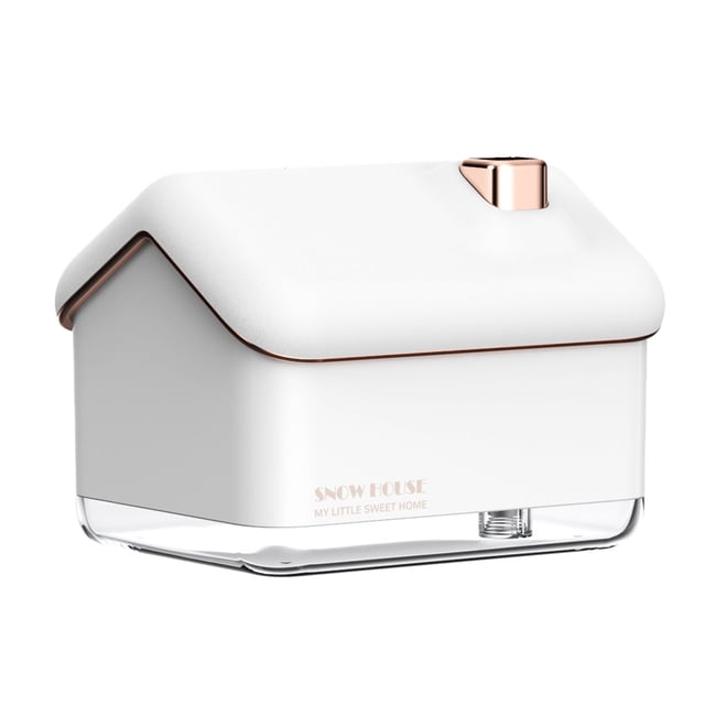 LED Snow House Humidifier, USB Cool Mist Diffuser with Colorful Lights for Bedroom Desk Decor, Car Office Aromatherapy