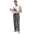 thumbnail image 6 of QPNGRP Mens Fleece Plaid Pajama Pants Bottoms with Pockets Cozy Sleepwear Lounge Wear Black M, 6 of 8