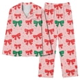 thumbnail image 5 of Hyknon Womens Pajama Sets Home Fashion Cute Bow Printed Soft Comfortable Two Piece Set Daily Home Wear Long Sleeve Turndown Collar Tops with Pajama Pants, 5 of 5