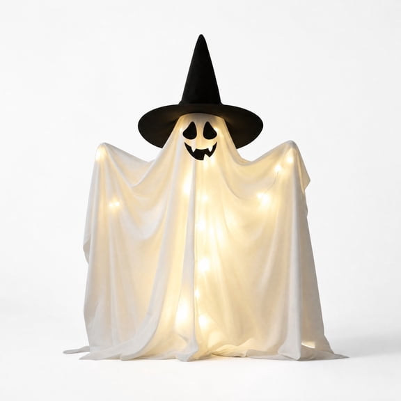 Halloween Decorations Ghost 31.5 In Light Up Standing Ghost Decoration, Halloween Outdoor Yard Porch Decor, LED Garden Display, Seasonal Party Accent