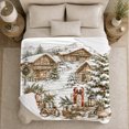 thumbnail image 5 of Snowy Mountain Village Chalets Holiday Scene Wrapped Presents, Peaceful Mountain Lake Scene, Warm Flannel Blanket for Cabin and Lodge, Outdoor Lovers Camping Gift, Festive Home Decor, 5 of 9