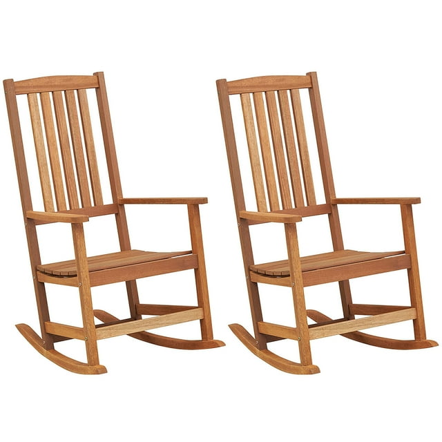 Gymax 2PCS Rocking Chair High-Back Outdoor Rocker w/ Smooth Rocking Base for Backyard