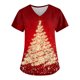 thumbnail image 3 of Camisetas de enfermera con estampado rojo, uniformes médicos navideños unisex, camisetas de enfermera con dibujos animados navideños, ropa de trabajo para dentistas, belleza y spa, 3 of 5