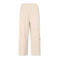 thumbnail image 4 of Women Casual Pants Elegant Plus Size Lightweight Stretch Summer Wide Leg Pants Beige M, 4 of 6