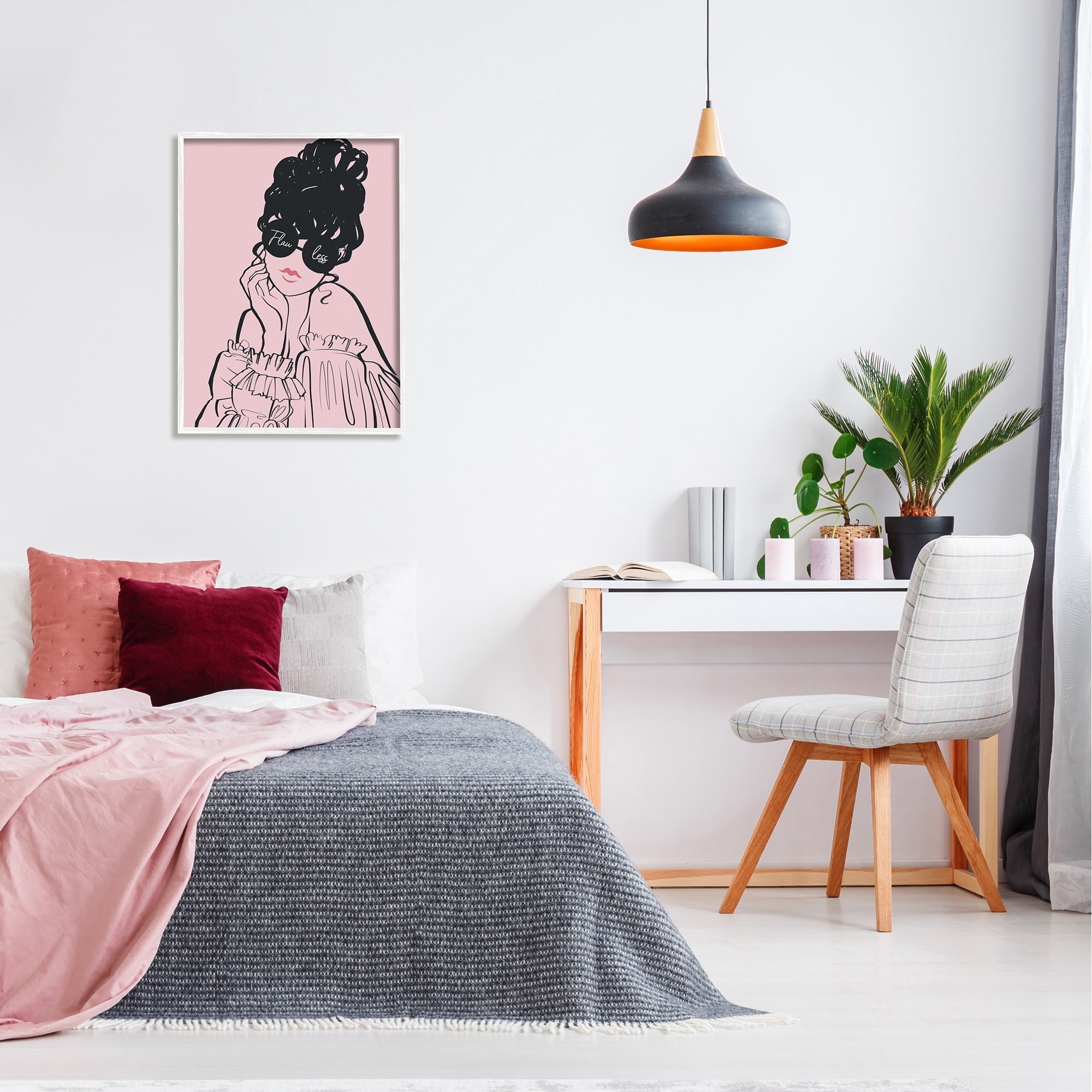 Stupell Industries Flawless Text Bold Pink Glam Fashion Woman Graphic Art White Framed Art Print Wall Art, Design by Ziwei Li