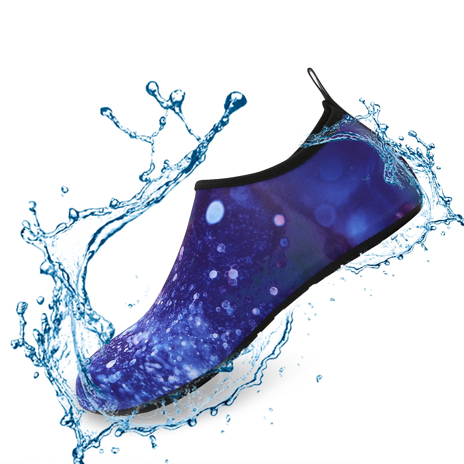 Men and Women a Slip On Barefoot Quick-Dry Beach Aqua Yoga Water Shoes (Moon Sky/Navy, 5.5-6.5 Women/5-5.5 Men)