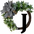 thumbnail image 1 of HAOAN Monogram Initial Letter Wreaths for Front Door with Striped Linen Bow & Grapevine Base Farmhouse Rustic Door Decor Spring Summer Green Wreath for Indoor Outdoor Home Xmas Decor, 1 of 6