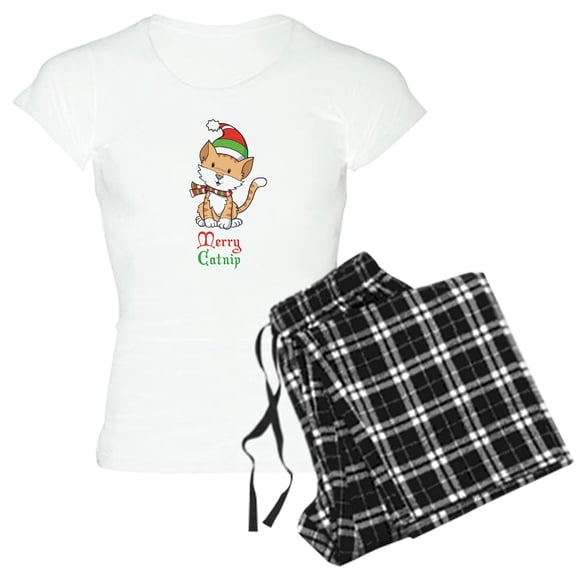CafePress - Catnip Christmas Women's Light Pajamas - Women's Short Sleeve Print T-Shirt and Pants Light Cotton Pajama Set