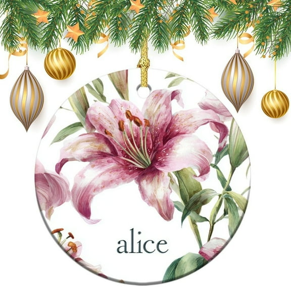 Christmas Ornament Custom Flower Lover Gifts Christmas Ornament Keepsake Watercolor Botanical Design for Christmas Tree Decoration Xmas Party Decorations Holiday Present