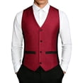 thumbnail image 2 of hoksml Men's Glitter V-Neck Suit Vest, 4 Button Slim Fit Formal Waistcoat with Adjustable Back Strap and Pockets, Wedding Party Dress Vest, 2 of 9
