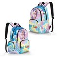 thumbnail image 2 of Xixirimido Custom Name 17" School Backpack for Girls High School Book Bag Cute Backpack Lightweight Middle School Back Pack Daypack Elementary, Cartoon Horse Colorful Clouds Print, 2 of 8