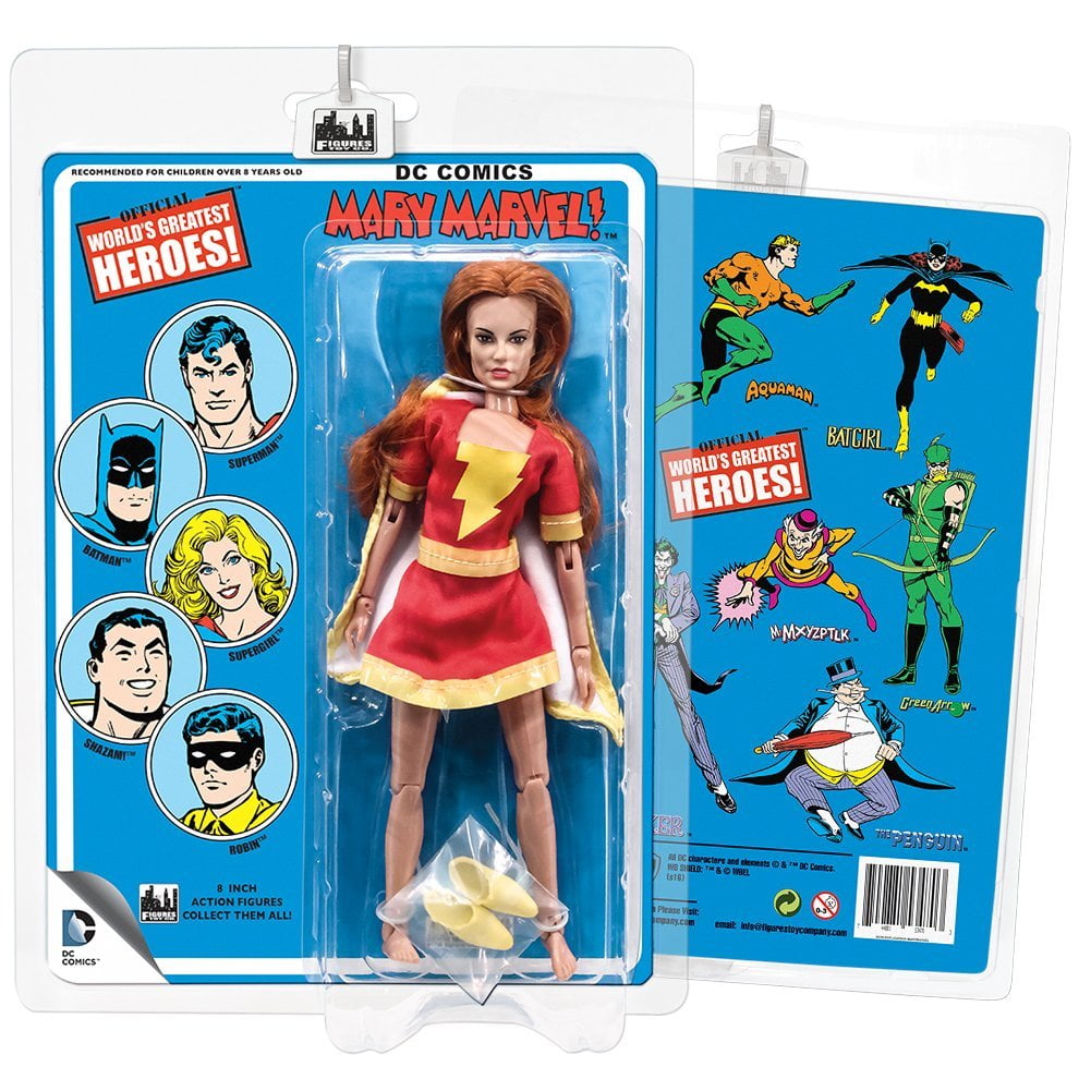 dc comics 8 inch action figures with megolike retro cards mary marvel