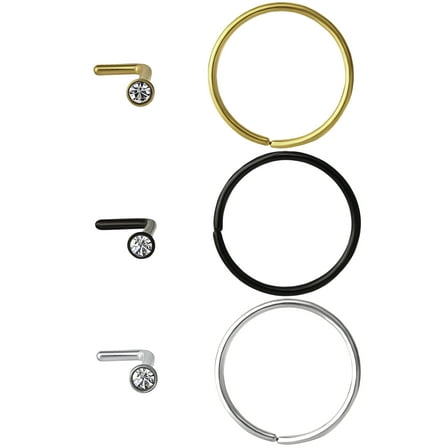 20g Assorted Nose Rings and Studs, 6-Pack