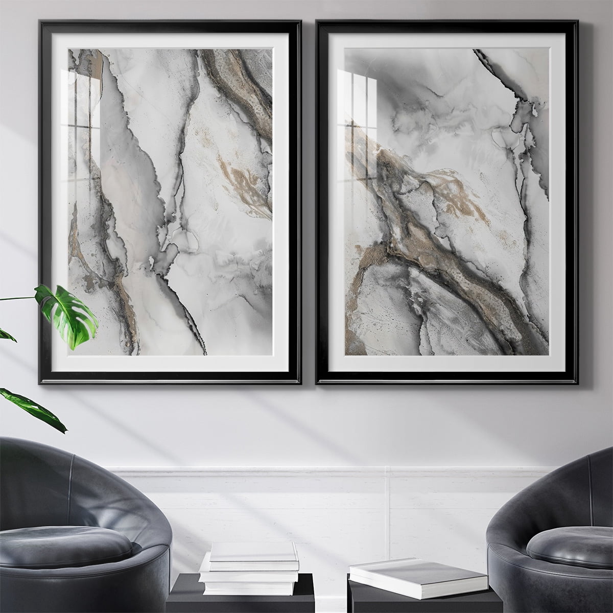 Wexford Home Abstract Ink Fantasy I Premium Framed Print, 18.5" x 24.5" - Ready to Hang, Black (Set of 2)