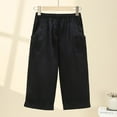 thumbnail image 2 of YUGYXL Fashion Cotton Shorts for Women Loose Plus Size Bermuda Pants with Pockets Elastic Waist Lightweight Knee Length Pants Black XXXXL, 2 of 6