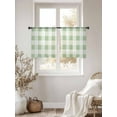thumbnail image 3 of Spring Green Plaid Sheer Curtains 45 Inch Long 2 Panels, Simple Art Light Filtering Rod Pocket Semi Sheer Curtains, Sheer Voile Drapes for Living Room Bedroom, 52"x45", 3 of 5