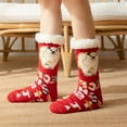 thumbnail image 2 of Christmas Socks Floor Thick Velvet Mid Calf Socks Home Sleep Carpet Fall Winter Warm Cozy Funky Comfortable Womens Crew Socks Red, 2 of 4
