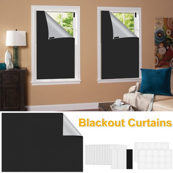 Blackout Curtains Portable Blackout Blinds Waterproof Window Shades DIY Cuttable Light Blocking Drapes Blackout Curtains 150x200cm/150x100cm for Baby Nursery Bedroom Living Room Dorm