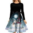 thumbnail image 5 of Christmas Dresses for Women Christmas Print Flare Dress For Women Long Sleeve Dress Hollow Party Casual Dresses with Round Neck for Christmas Party,Royal Blue,M, 5 of 5