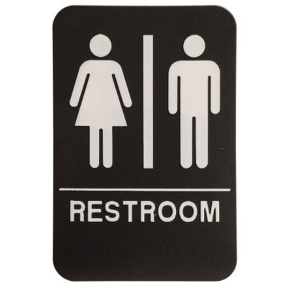 Rock Ridge Black Unisex Restroom Sign ADA-Compliant Bathroom Door Sign for Offices, Businesses, and Restaurants, Made in USA