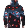 thumbnail image 7 of Uemuo Cosmic Red Sparkle Dice Pattern Men's Hoodie - Casual Pullover Hoodie with Kangaroo Pocket, Stylish Hooded Sweatshirt for Everyday Wear-Large, 7 of 7