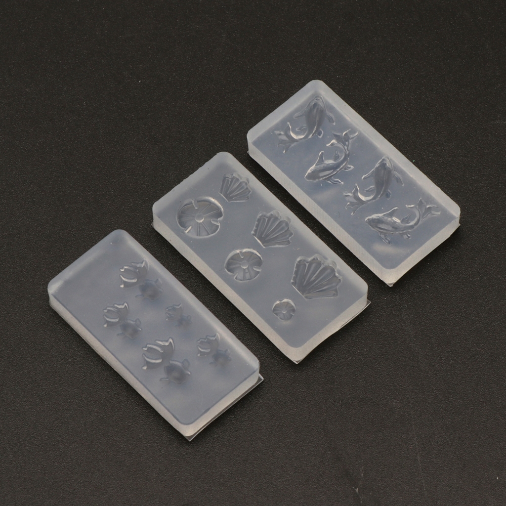 tegongse 3Pcs Mini Size Goldfish Lotus Leaf Earrrings Necklaces Resin Water Dag DIY Resin Jewelry Mold Kit Jewelry Making Tools