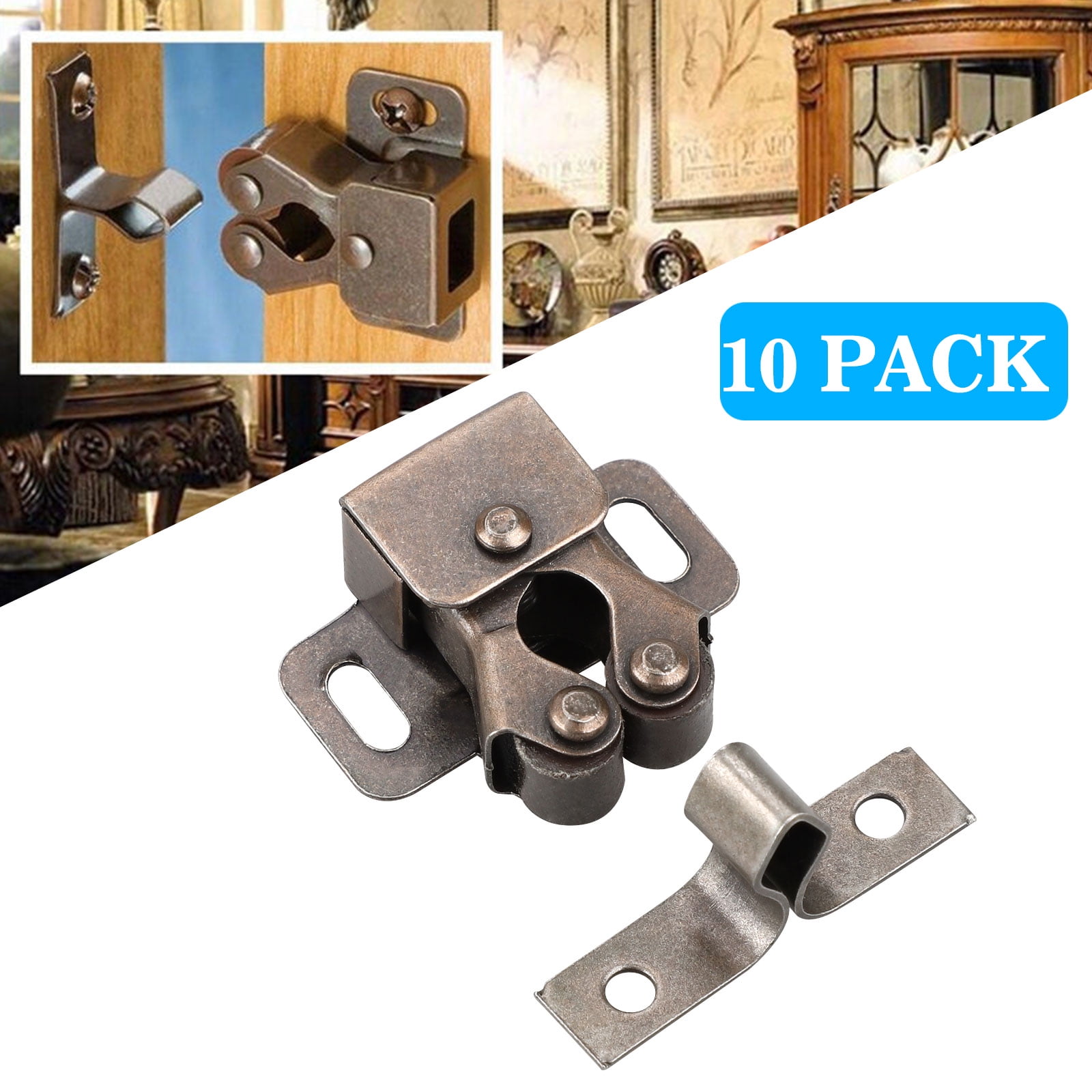 uxcell Furniture Cabinet Door Double Ball Roller Magnetic Catch Latch Lock