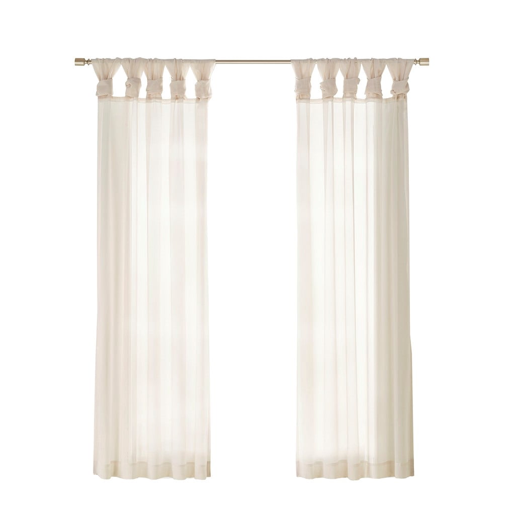 MAYEERTY Polyester Twisted Tab Voile Sheer Top Window Curtain Pair Living Room