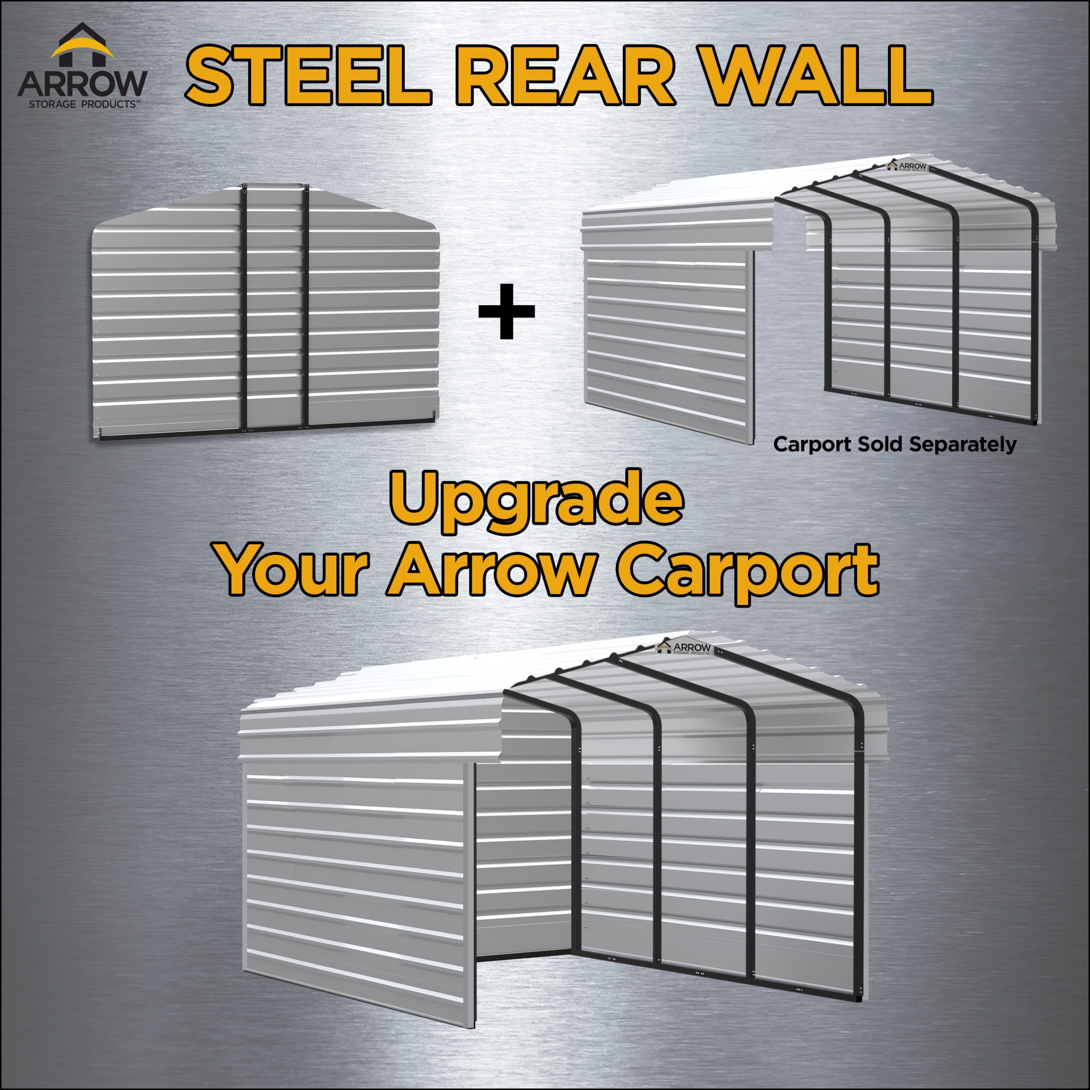 Arrow 12 x 7 x 7 ft Green Rear Wall Kit For Steel Carport
