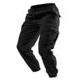 thumbnail image 1 of Ediodpoh Pantalon de Randonnée pour Homme Pantalon Cargo Léger Homme Sergé de Coton Extensible Coupe Décontractée devant Plat Pantalon pour Homme Noir TTG, 1 of 5