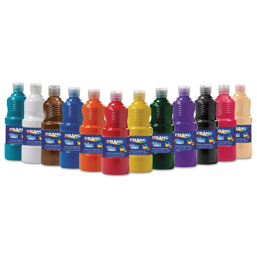 Prang Washable Paint, Assorted, 16 oz, 12 per Set
