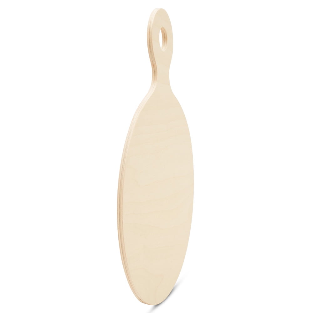 Round Wooden Pizza Board Shape 12" with Handle, Pack of 10 Wood Cutting Boards for Kitchen Decor, & Charcuterie Boards, by Woodpeckers