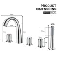 thumbnail image 6 of CASAINC 3 Handle Roman Bathroom Tub Faucet with Handheld Sprayer, Chrome Plated, 6 of 7
