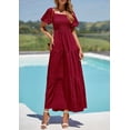 thumbnail image 4 of Vestido Maxi PRETTYGARDEN para Mujer Verano Rojo Vino Talle S, 4 of 8