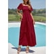 thumbnail image 4 of Vestido PRETTYGARDEN Maxi Vino Rojo con Escote Cuadrado y Mangas Abullonadas XL, 4 of 8
