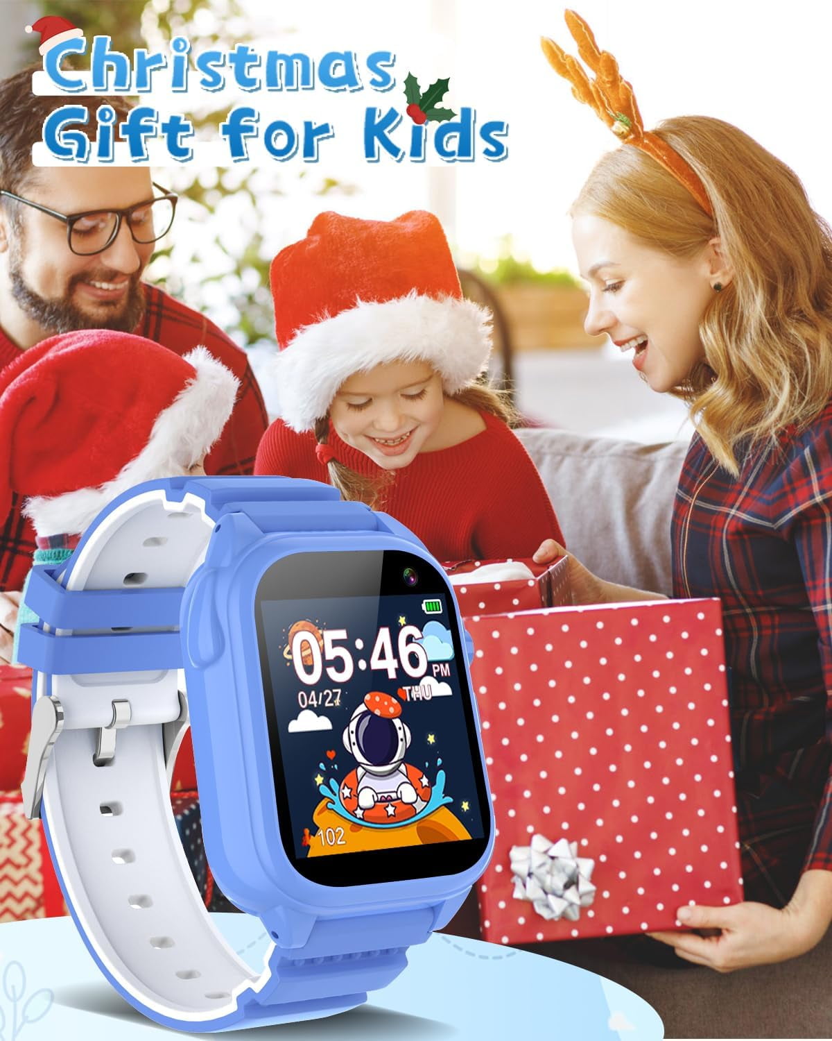 Kids Waterproof Smart Watch for 3-12 Year Old Boys Girls Learning Toys with 26 Puzzle Game 1.44'' HD Touchscreen Camera Video Music Audible Story Pedometer Alarm Watch for Christmas Learning Toy Gift