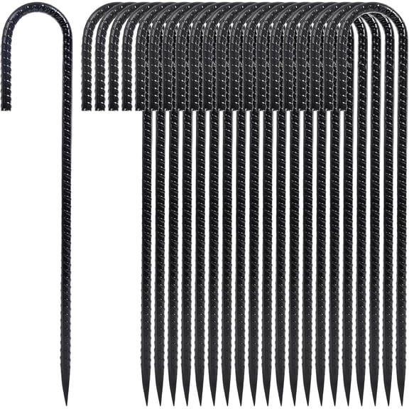 Heavy Duty Rebar Stakes, Galvanized Steel J Hook Tent Stakes for Outdoor Decorations, Inflatables, Fencing, Gardening, Gazebo and Swing Set Anchors
