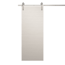 Modern Barn Door 18 x 80 inches | Ego 5000 Painted White Oak | 6.6FT Silver Rail Track Heavy Hardware Set | Solid Panel Interior Doors