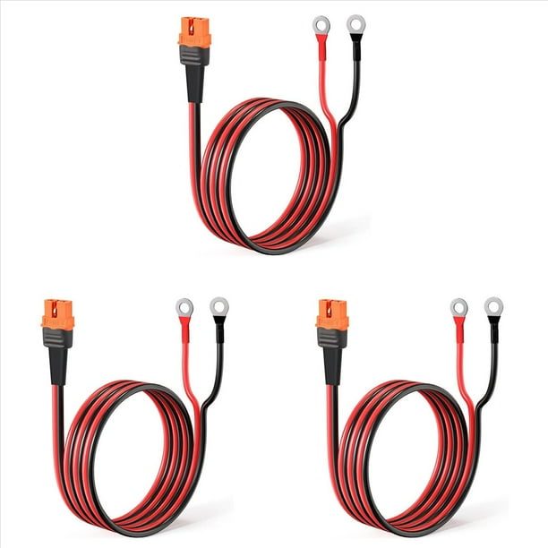 3X Conector Hembra XT60i de 12 AWG A Junta Tórica con Cable Estañado, para Batería RC, Central Eléctrica Solar Portátil y Panel Solar