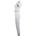 thumbnail image 4 of Woman's Sexy Solid Color Jumpsuit, Boat Neck Falbala High Waist Elastic Slim One-piece with Belt, Daily Life, 4 of 10