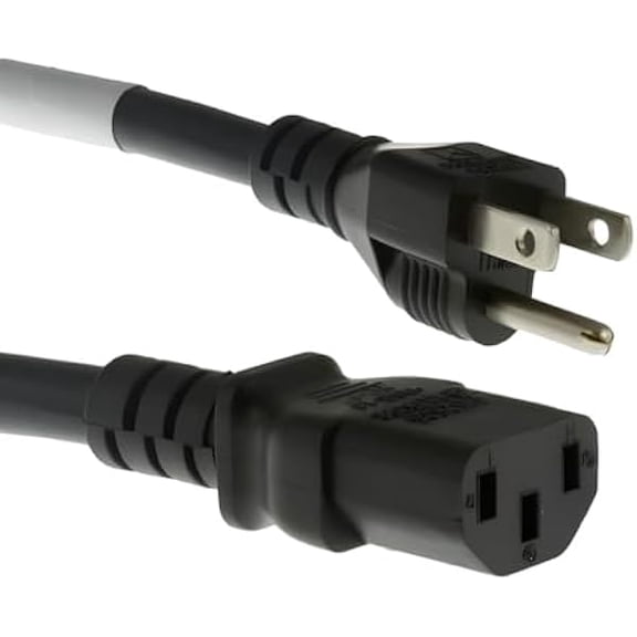 Quyaojz - Heavy Duty AC Power Cord 6ft (1.8m) - 3 Prong Replacement Power Cord, 15A/125V,14 AWG, NEMA 5-15P to IEC-60320-C13-3 Conductor AC Cable for PC, Monitor, and Workstation Devices