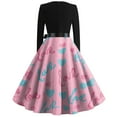 thumbnail image 3 of Fgvctg Womens Valentine's Day Dresses for Date Night Sweet Crewneck Vintage Cocktail Dress Love Heart Print Fit 1950s Dresses Long Sleeve Plus Size Dressy Clothing Pink L, 3 of 3