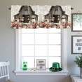 thumbnail image 4 of Kitchen Valances for Window, Easter Rabbits Flowers Light Filtering Rod Pocket Valance Curtain, Vintage Rural Wooden Houses Short Curtains Window Topper for Bedroom Bathroom Living Room 42x12in, 4 of 9